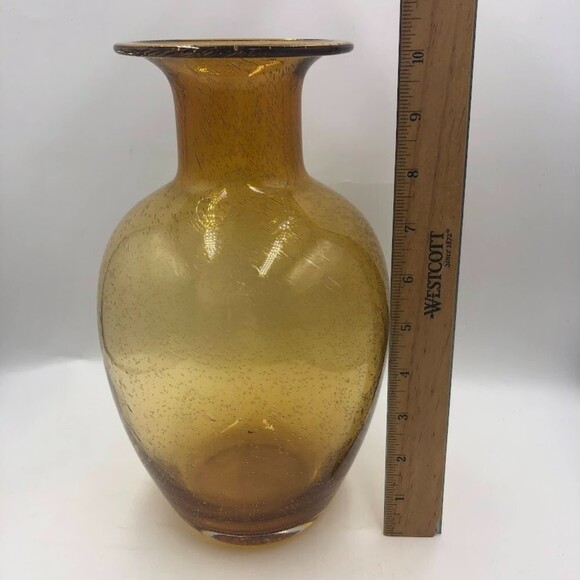 Vintage Amber Handblown Glass Tabletop Vase Weight Bottom - Picture 8 of 9